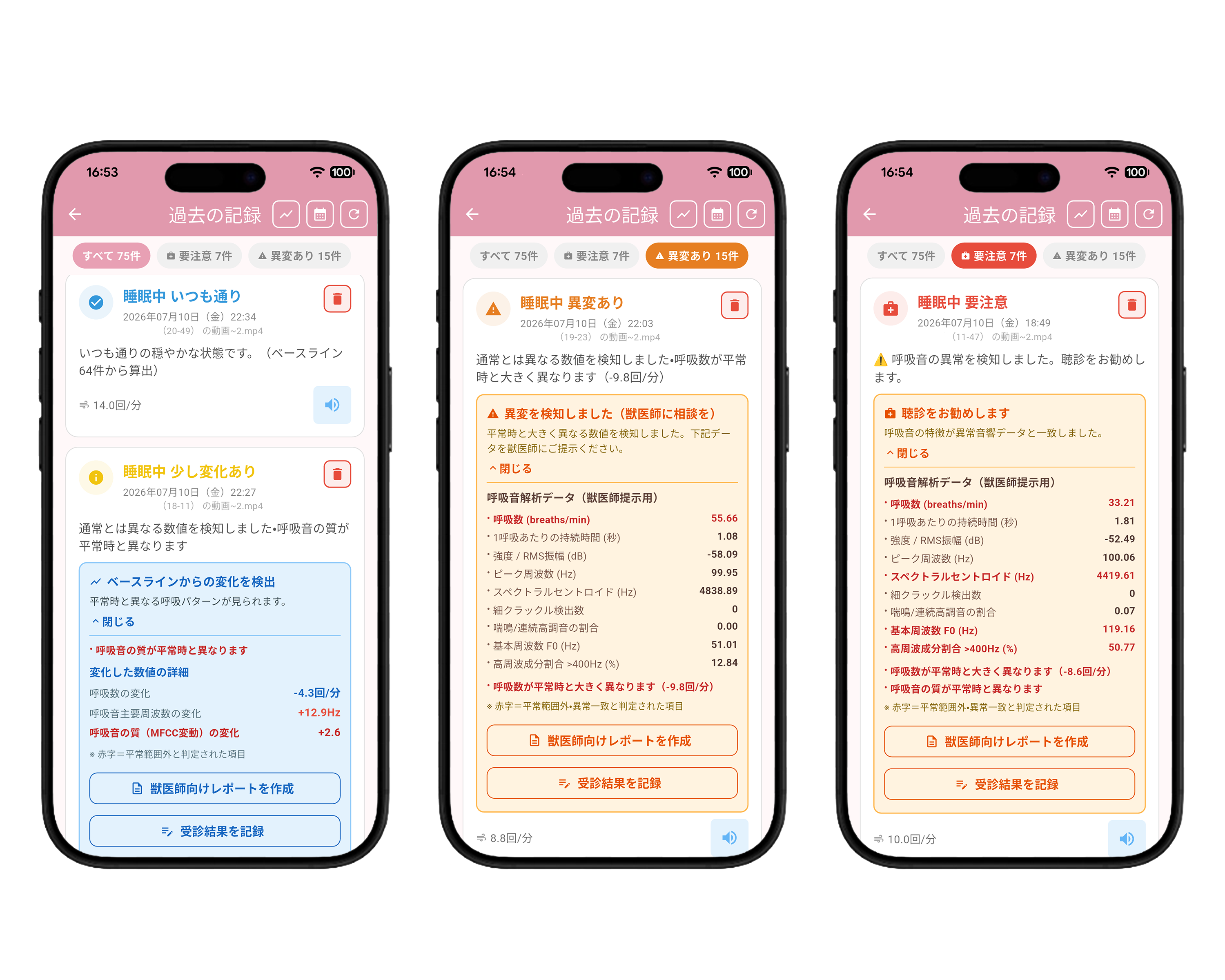 4段階の判定表示画面